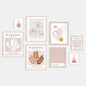gallery wall set | matisse print set | pink wall art | blush pink prints | set of 8 prints