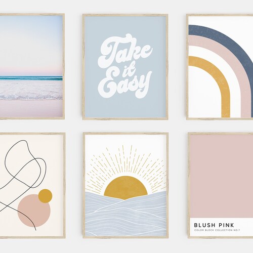 Gallery Wall Set Blue Dorm Decor Dorm Room Decor Etsy