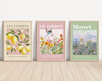 monet print set | pastel room decor | gallery wall set