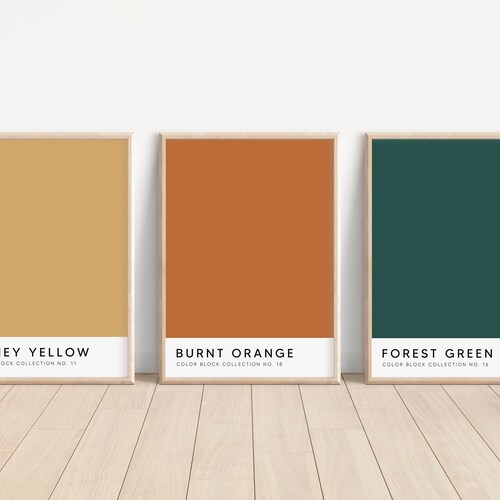 Orange and Green Wall Art Boho Wall Art Color Block Art Etsy