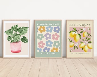 danish pastel room decor | flower market print | dorm room decor