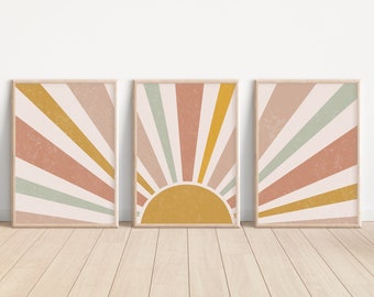 gallery wall set | sun print set of 3 | boho wall decor