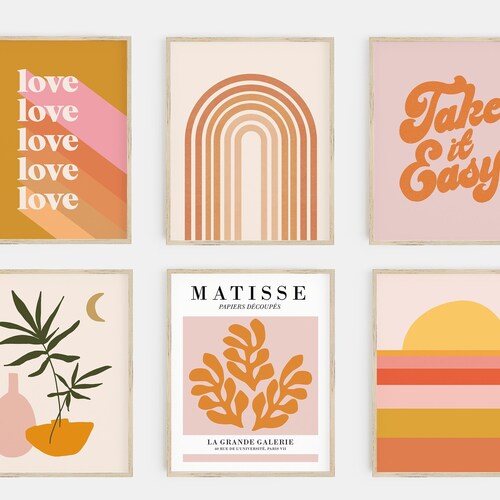 Gallery Wall Set Dorm Decor Pink Wall Art Bestsellers Etsy