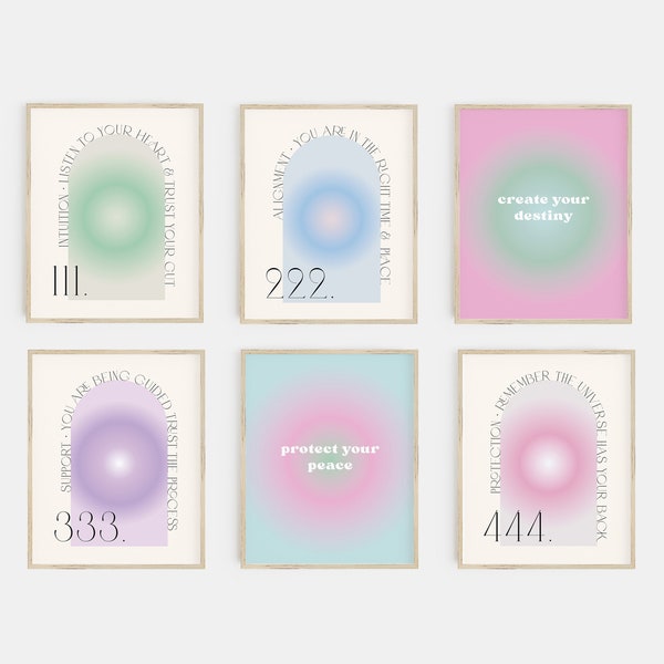 angel number poster | manifest print | gradient wall art | law of attraction wall art