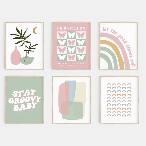 danish pastel decor | gallery wall set | pastel room decor | dorm decor