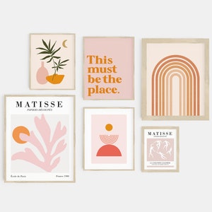 gallery wall set | matisse print set | pink and orange wall art | matisse pink print set