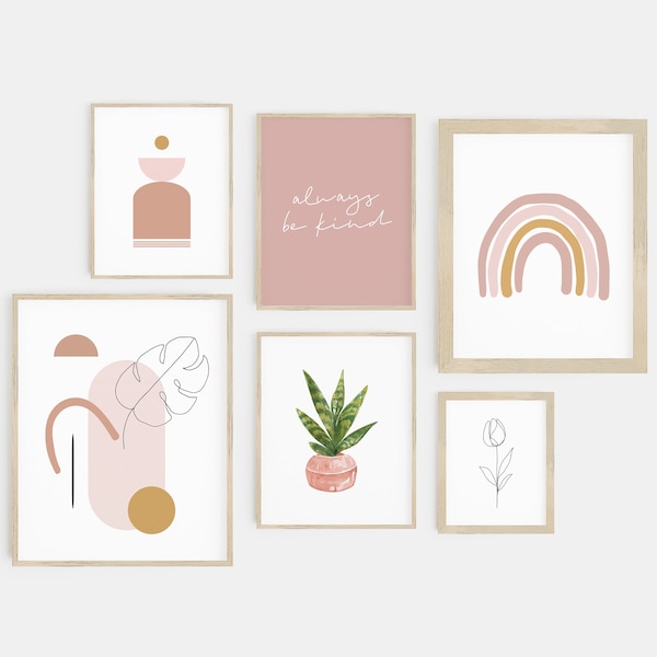 gallery wall set | pink wall art