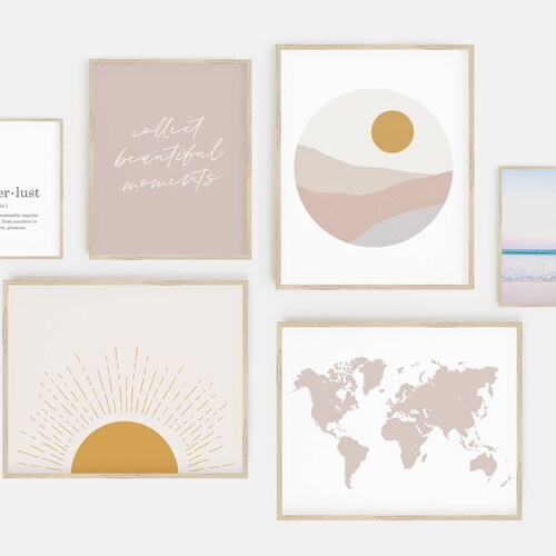 Set of 6 Pink Print Gallery Wall Digital Art Download Pink Etsy