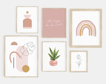 gallery wall set | pink wall art