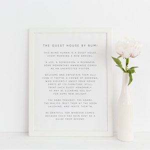 the guest house rumi | rumi quote | therapy office decor | psychology art