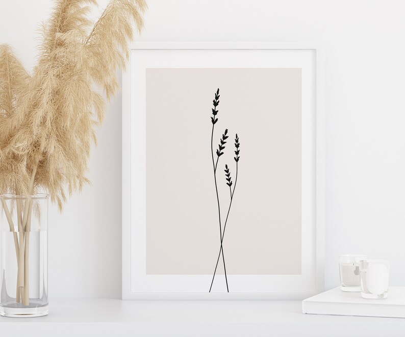 wheat drawing pampas grass print pale pink print
