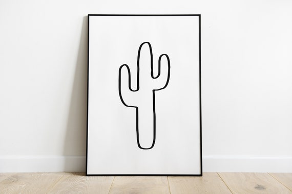 black and white cactus print | dorm poster | dorm wall art