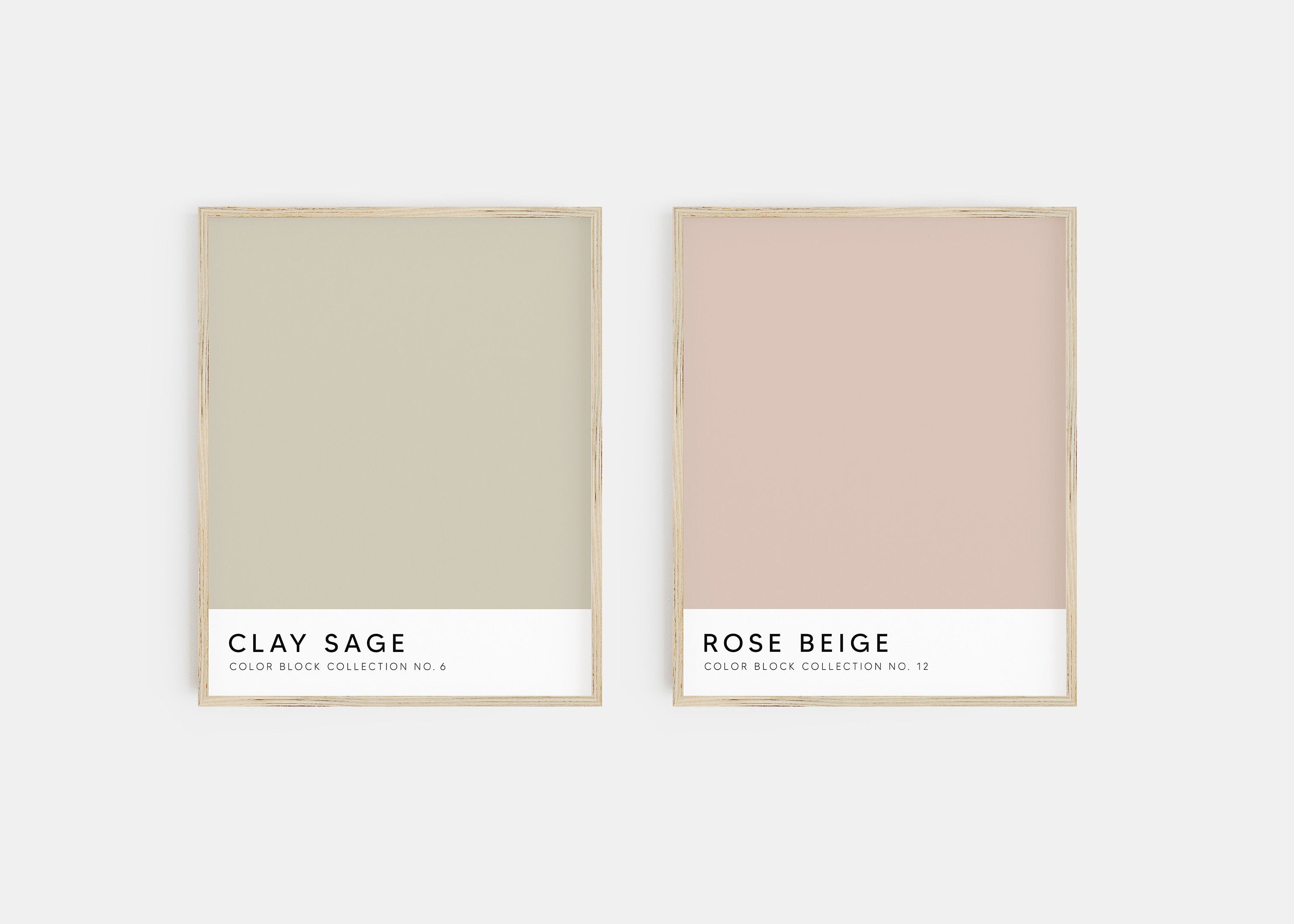 Saliegroene en roze prints minimale afdruk kleurenblok - Etsy België