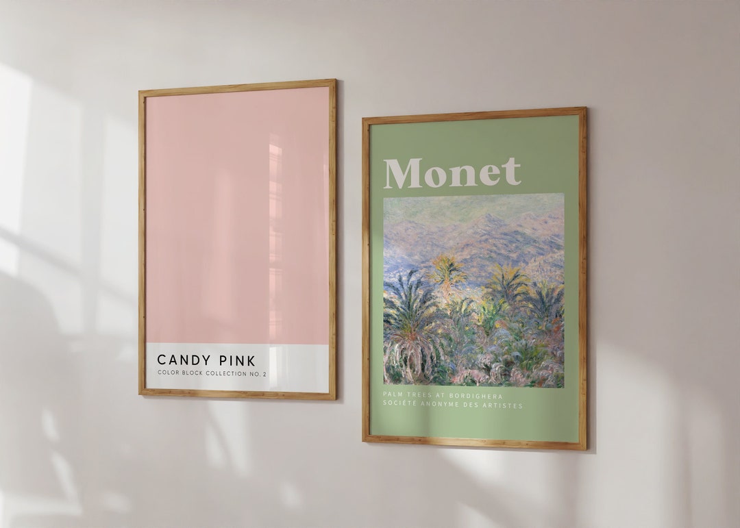 Pink and Green Wall Art | Dorm Decor - Etsy