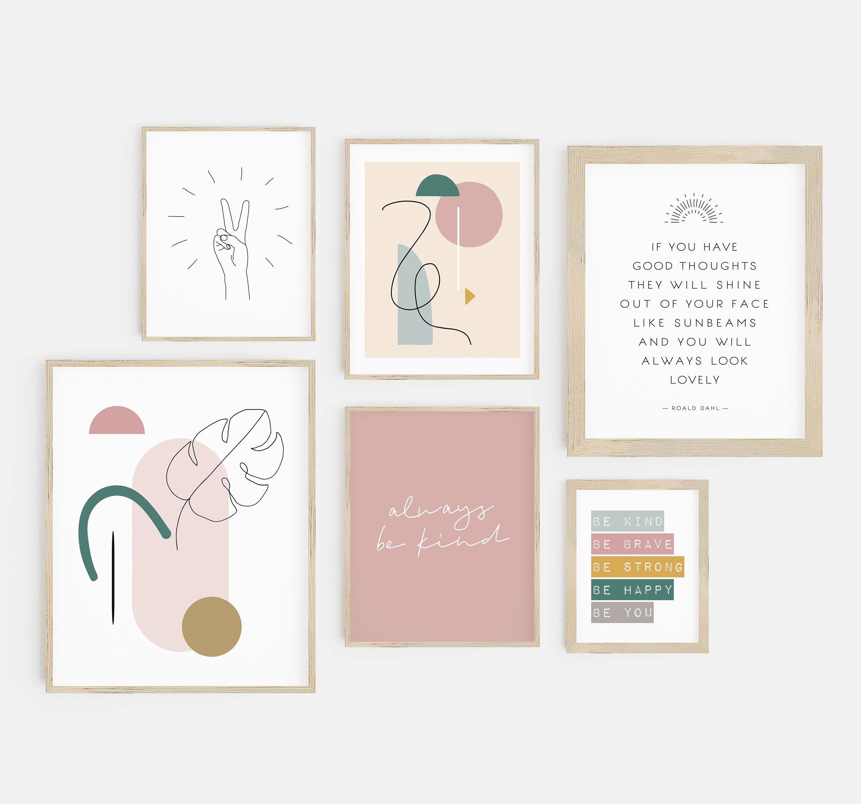 Gallery Wall Set Pink and Green Wall Art Etsy