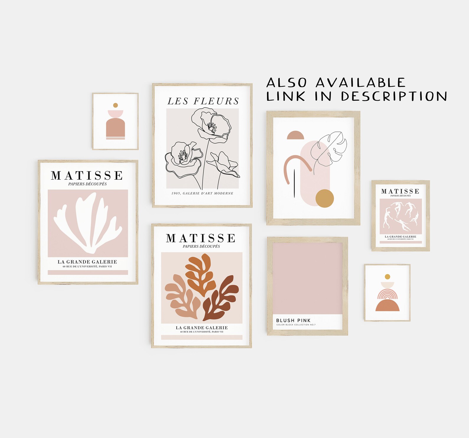 Gallery Wall Set Pink Wall Art Etsy UK