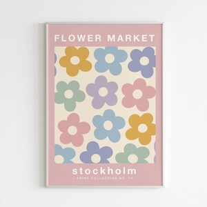 flower market print | flower market poster | pastel room decor | danish pastel decor