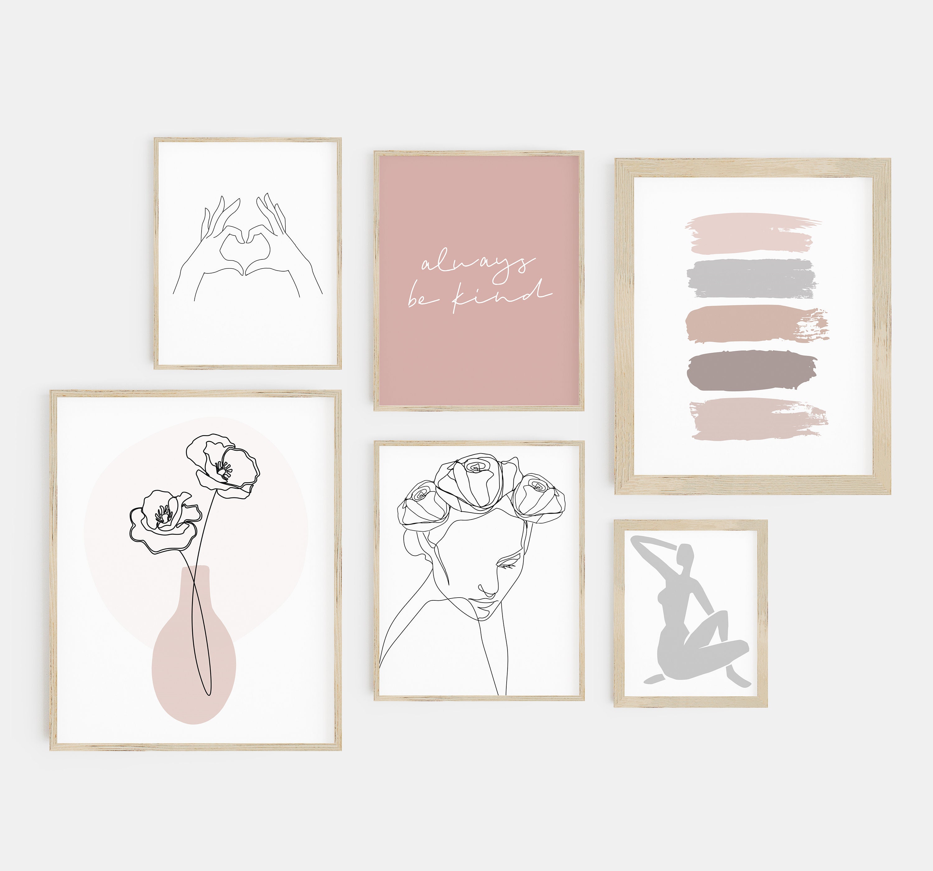 Gallery Wall Set Pink and Grey Wall Art Pink Wall Art Etsy