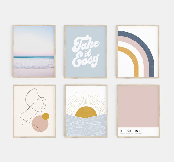 Gallery Wall Set Blue Dorm Decor Dorm Room Decor Etsy