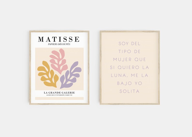 frida kahlo quote print spanish print matisse print set spanish quote print
