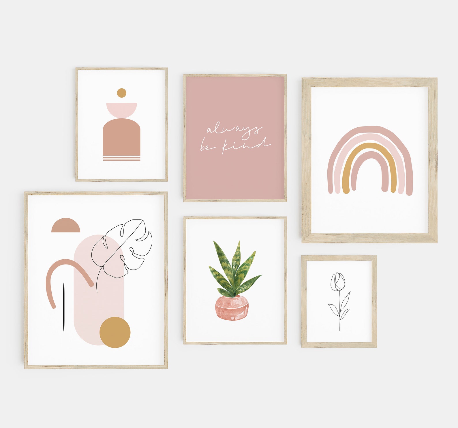 Gallery Wall Set Pink Wall Art Etsy
