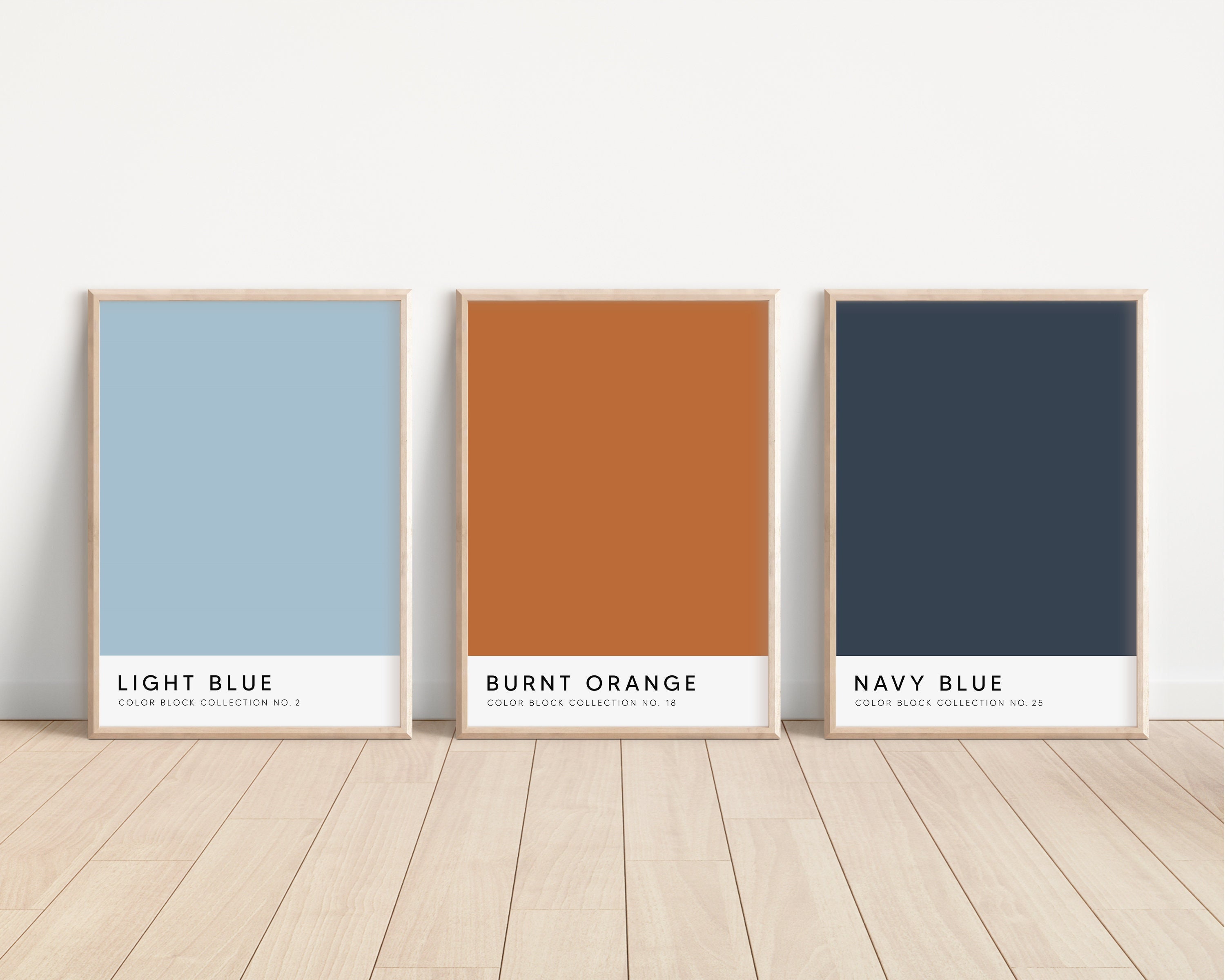 Navy and Orange Wall Art Color Block Art 