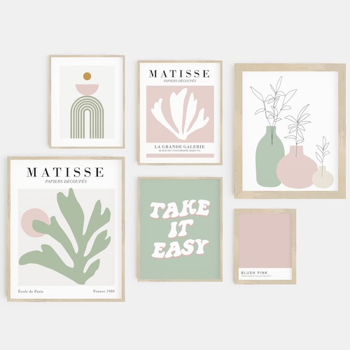 Gallery Wall Set Pink and Green Prints Danish Pastel Decor Etsy