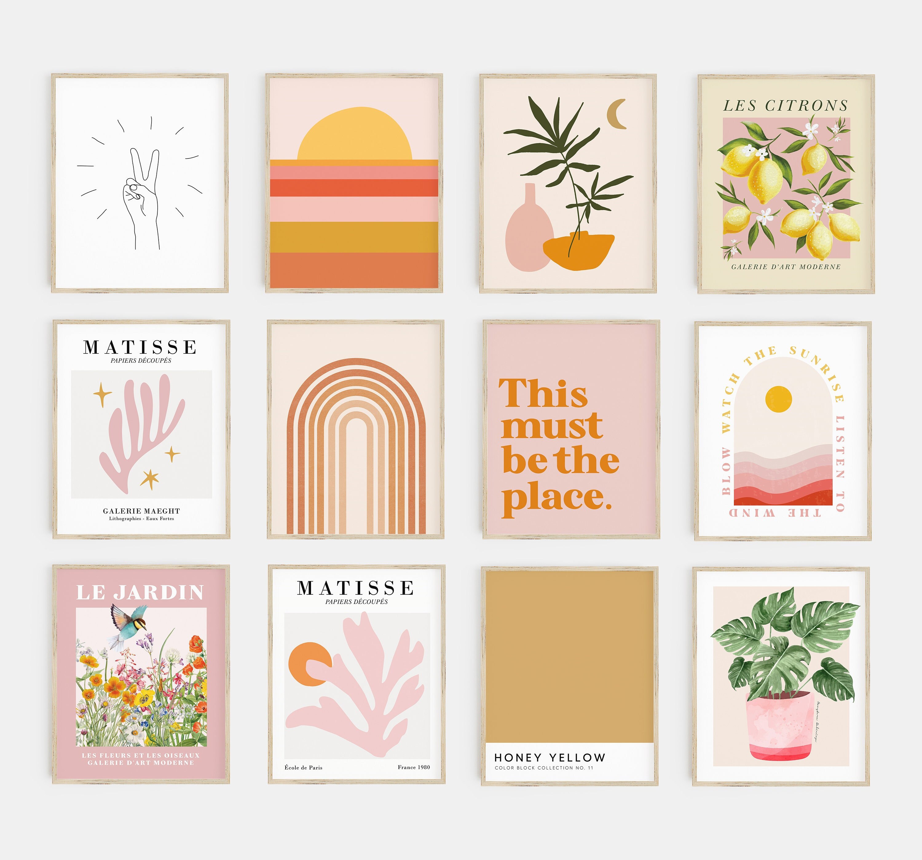 Gallery Wall Set Dorm Decor Pink Wall Art Bestsellers Etsy