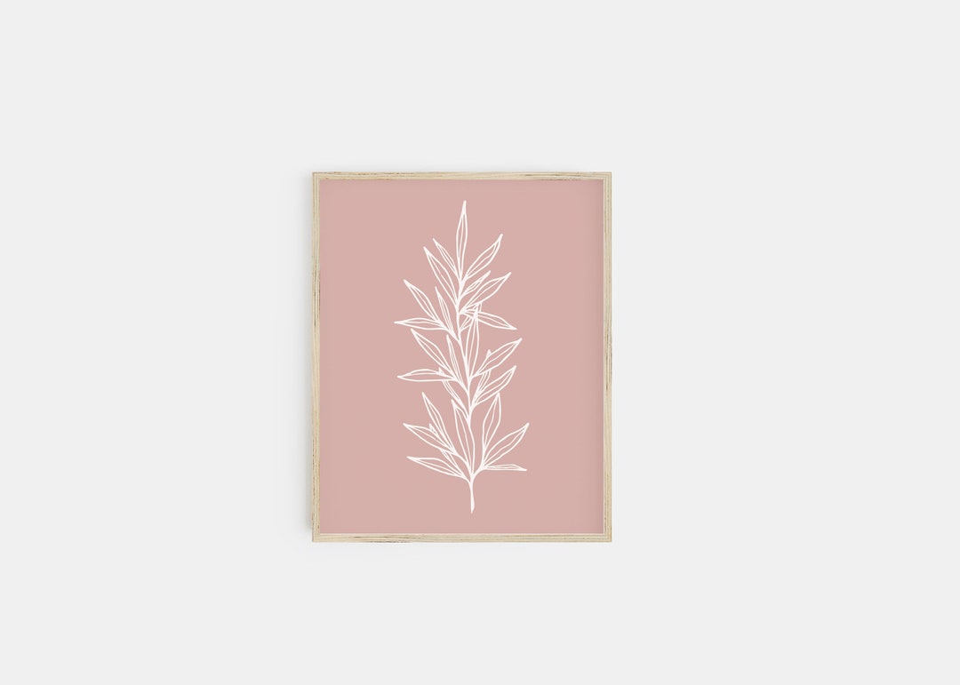 Pink Plant Print | Pink Wall Art | Blush Pink Wall Art - Etsy