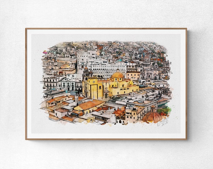 Our Lady of Guanajuato Basilica Watercolor Print Mexico Art Premium Quality Travel Poster Artful Wall Decor Unframed Wall Art