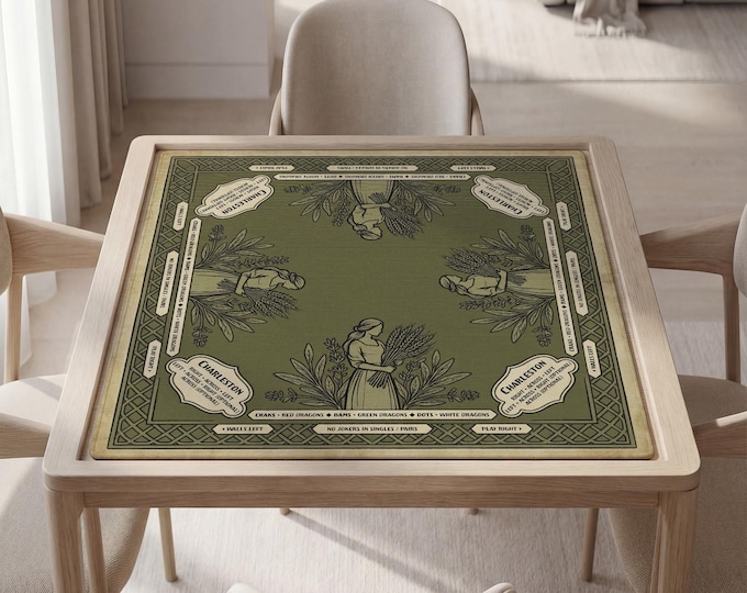 Personalized Zodiac Mahjong Mat with Instructions (Rules): Virgo Maiden & Wheat