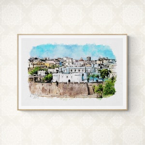 San Juan Watercolor Print Puerto Rico Art Premium Quality Travel Poster Artful Wall Decor Unframed Wall Art