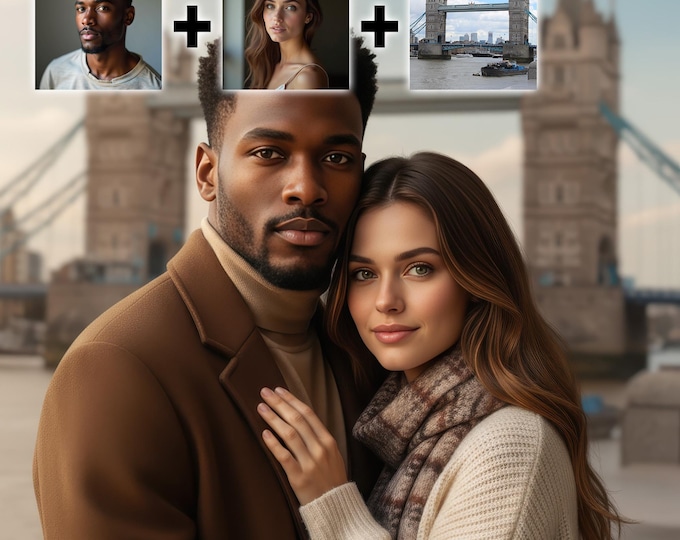 Couple Photo Portrait: Travel Scene - Digital Download, Print Ready