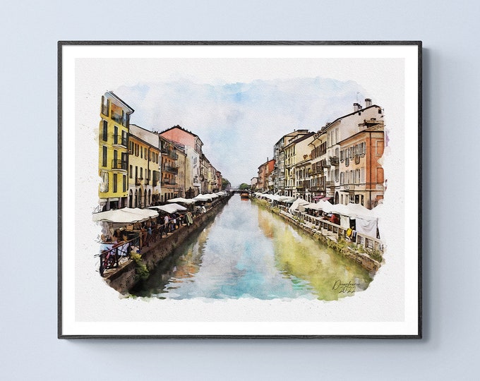 Milan Watercolor Print Italy Art Premium Quality Travel Poster Artful Wall Decor Unframed Wall Art