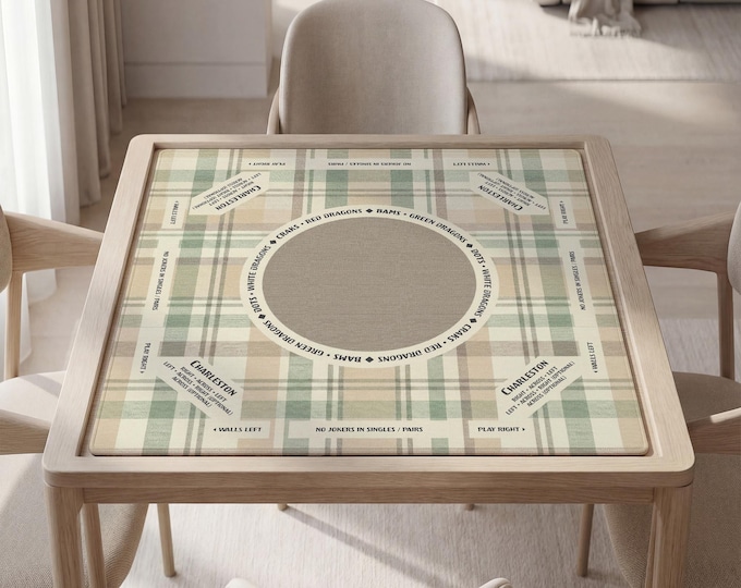 Mahjong Mat with Instructions: Beige and Cappuccino Colored Design, Bag Included