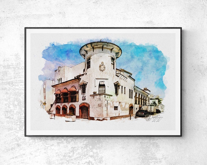 Santo Domingo Watercolor Print Dominican Republic Art Premium Quality Travel Poster Artful Wall Decor Unframed Wall Art