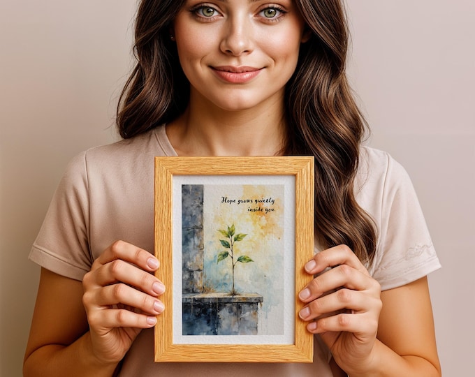 Hope Grows Quietly Inside You, Plant Growing Wall, Healing Print, 5x7 in (13x18 cm)