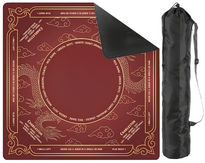 Mahjong Game Mat, Fully Customizable Image and Text (Includes Carry Pouch)