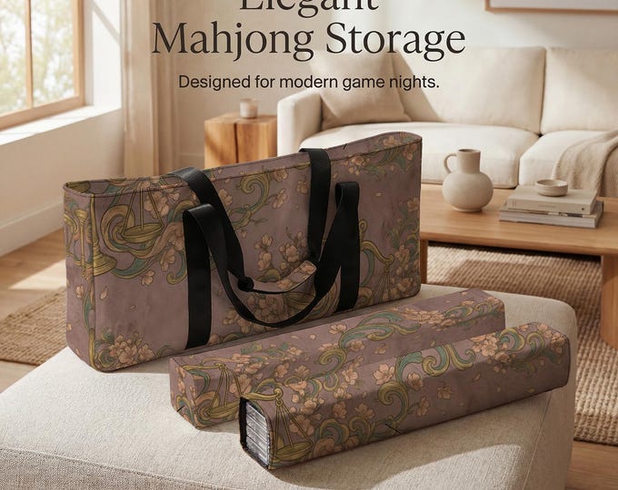 Mahjong Storage Bag: Libra Scales Floral Print (Travel Tile Organizer)