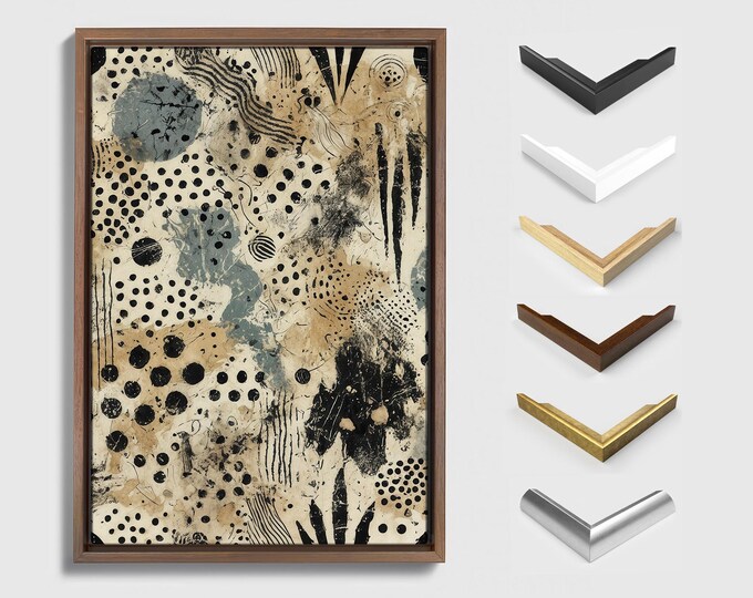Framed Canvas, Neutral Abstract Art, Contemporary Art, Artistic Wall Decor, Minimalist Design Print, Unique Expressionist Piece for Home