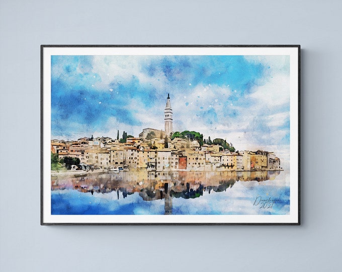 Rovinj Watercolor Print Istria Croatia Art Premium Quality Travel Poster Artful Wall Decor Unframed Wall Art