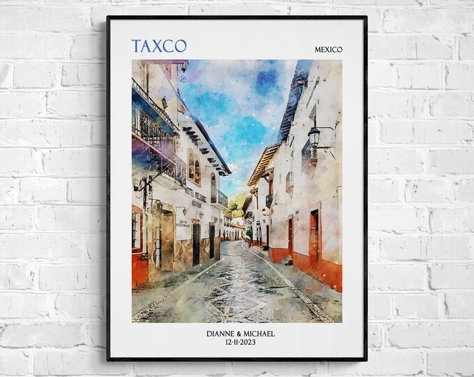 Personalized Mexico Art Custom Print Taxco Mexico Customizable Mexican Poster Gift for the Art Admirer Maximalist Wall Art Unframed Print