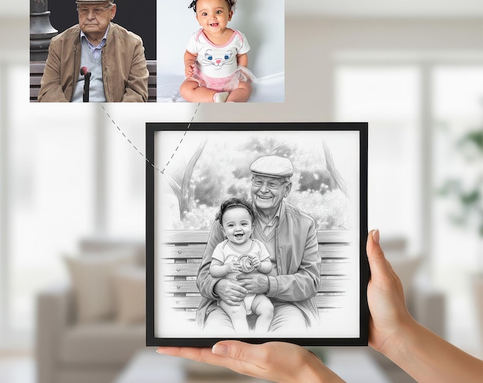 Grandparent and Baby Portrait: Personalized Photo Merge - Digital Download