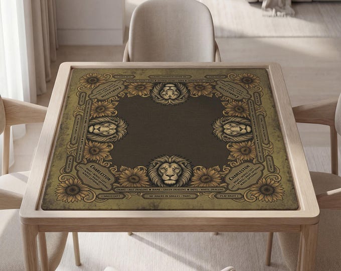 Leo Mahjong Table Cover: Personalized Zodiac Design (Waterproof, Non Slip), With Bag