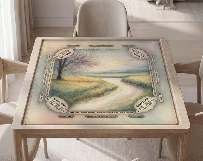 Customizable Mahjong Mat with Instructions, Watercolor Landscape, Bag Included