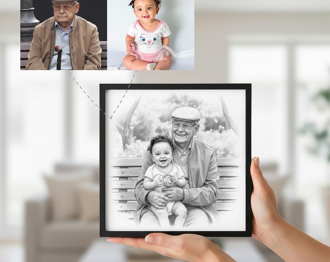 Grandparent and Baby Portrait: Personalized Photo Merge - Digital Download, Done in 24 Hours