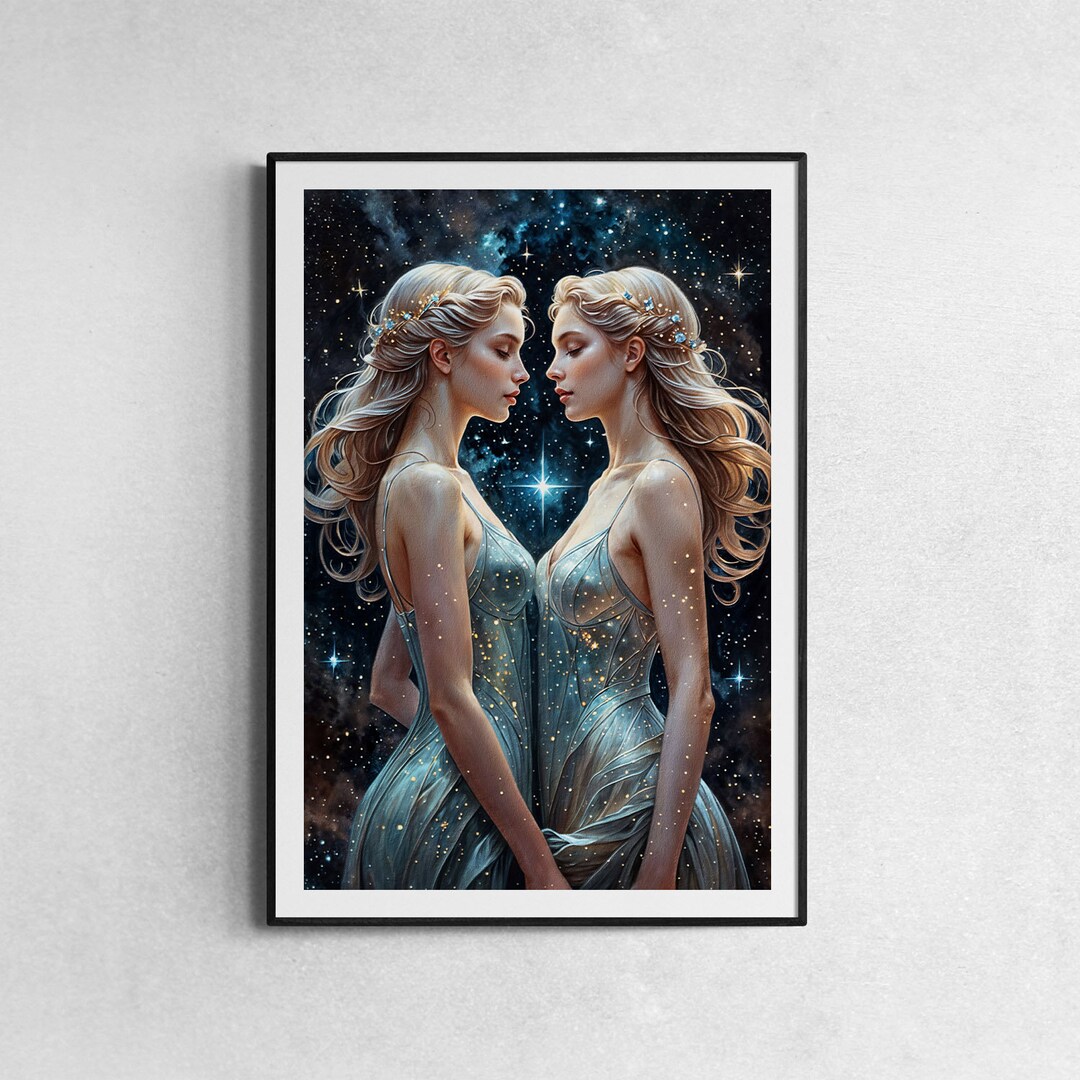 Gemini Art Print, Zodiac Sign Art, Horoscope Sign Wall Art, Gemini ...