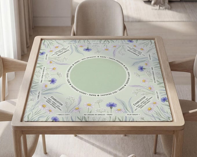Personalized Mahjong Mat with Instructions (Rules): Floral Design, Wild Flowers