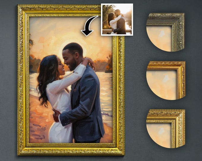 Personalized Portrait Print from Photo: Expressive Oil Style - Framed Wall Art