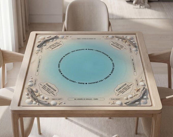 Personalized Coastal Mahjong Mat with Instructions (Rules), non-slip, Bag Included